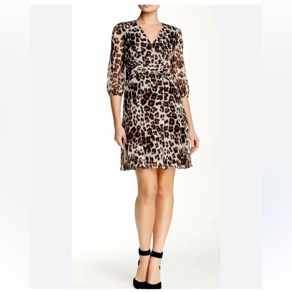 New Diane Von Furstenberg Snow- Cheetah A-line Silk dress ✨Sz 4 - Picture 4 of 12
